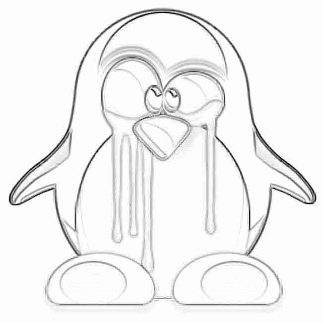 Pingüino Tux llora