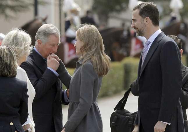 Los Principes de Asturias reciben al Principe de Gales en el Pardo